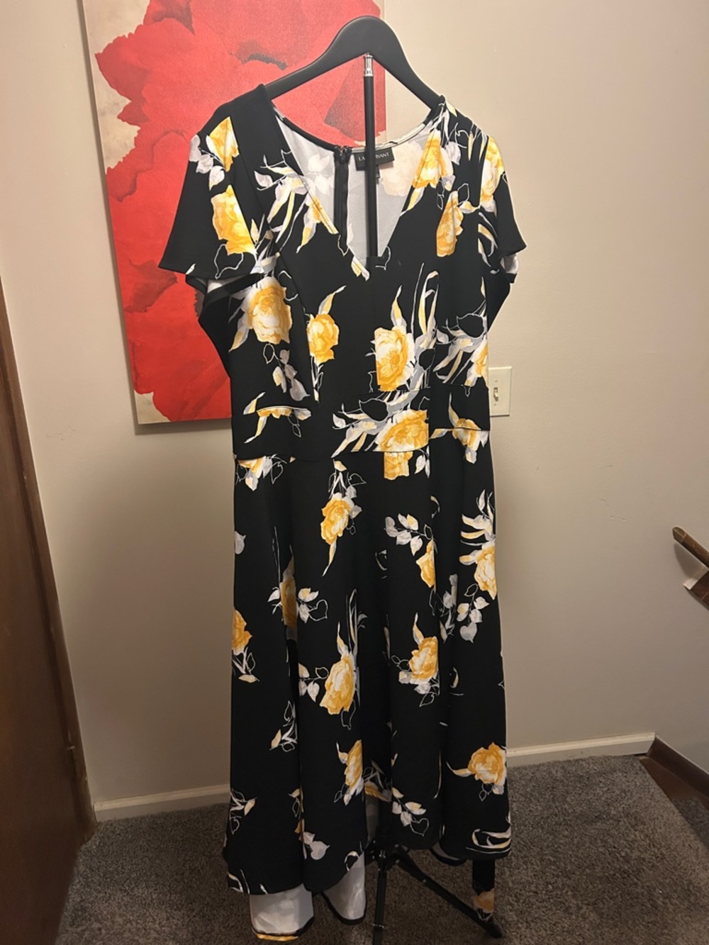 Lane Bryant Black Maxi Dress with Yellow Floral Print